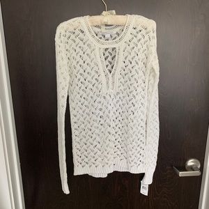 DVF NWT White Open Knit Sweater